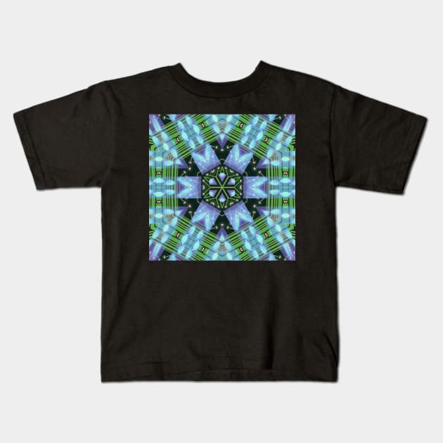 Circuitboard fire Kaleidoscope Pattern (Seamless) 3 Kids T-Shirt by Swabcraft